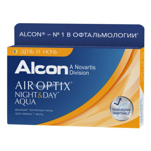 Alcon Air Optix Night и Day Aqua 30тидневные контактные линзы D 13.8/R 8.4/ -3.75 N 3