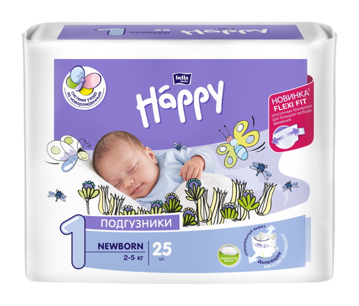 Подгузники Хеппи для новорожденных 2-5кг N 25