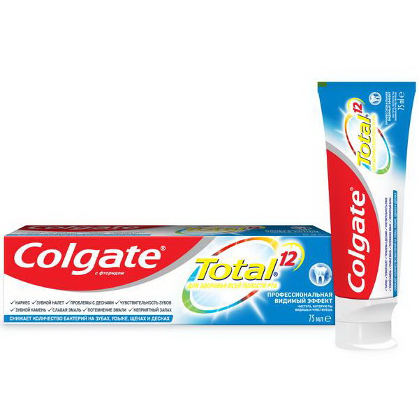 Colgate зубная паста Total 12 профессиональная видимый эффект с фторидом 75мл