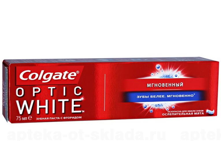 Colgate optic white мгновенный освежающая мята зубная паста 75 мл