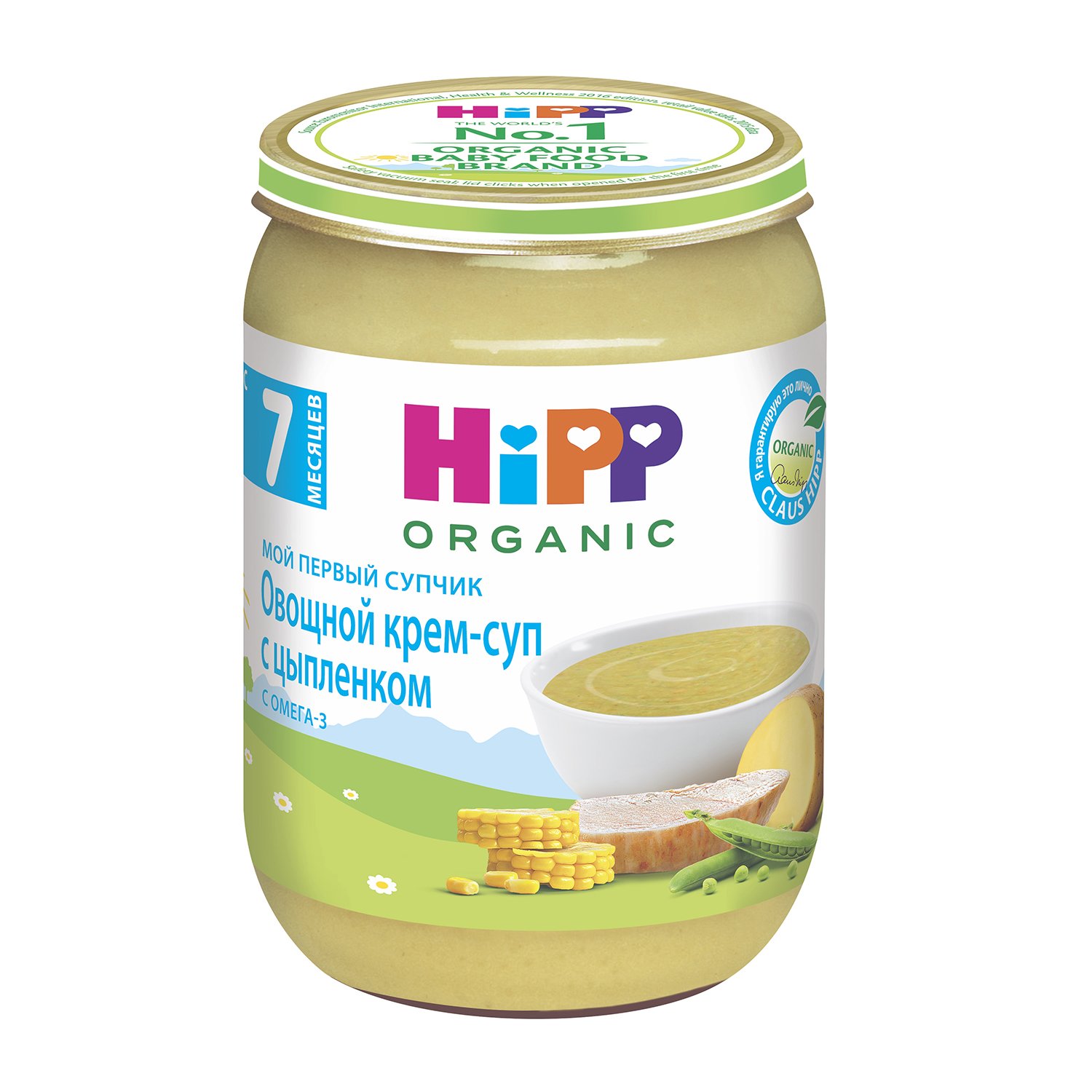 Hipp organic овощной крем-суп с цыпленком с омега-3 7+месяцев 190г