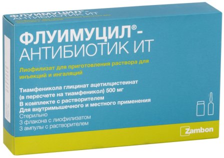 Флуимуцил -антибиотик ИТ порошок для ин фл + растворитель N 3