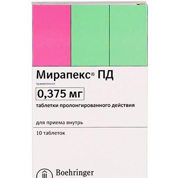 Мирапекс ПД таблетки пролонгированного действия 0,375мг N 10