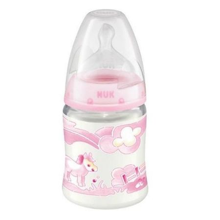 Nuk First Choice+ Baby Rose бутылочка с индикатором температуры с силиконовой соской 0-6мес 150мл Заяц