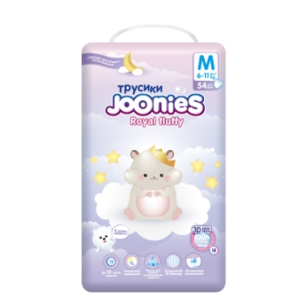 Joonies royal fluffy подгузники-трусики детские р.М (6-11 кг) N 54