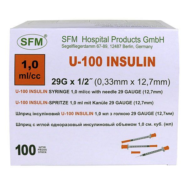 SFM шприц инсулиновый U-100 29G 0.33х12.7мм 1мл N 10
