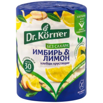 Dr.Korner хлебцы хрустящие кукурузно-рисовые с имбирем и лимоном 90г