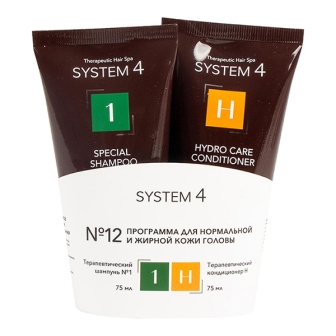 System4 Программа N12 для нормальной и жирной кожи головы терапевтический шампунь 1 75мл+терапевтический кондиционер H 75мл
