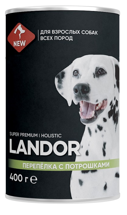 Корм для собак Landor 400 г бан. перепелка с потрошками
