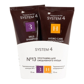 System4 набор программа для сухих волос и кожи головы N13 терапевтический шампунь N 3 75мл+ терапевтический кондиционер Н