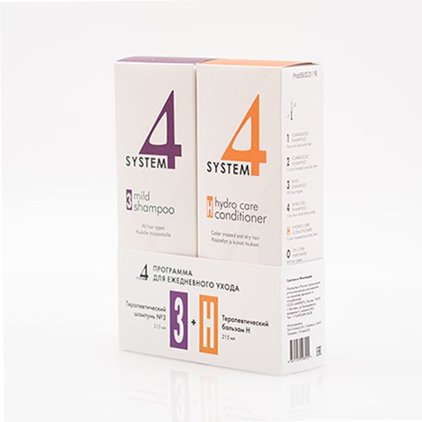 System4 набор программа для нормальной и жирной кожи терапевтический шампунь N1 215мл + терапевтический бальзам Н 215мл