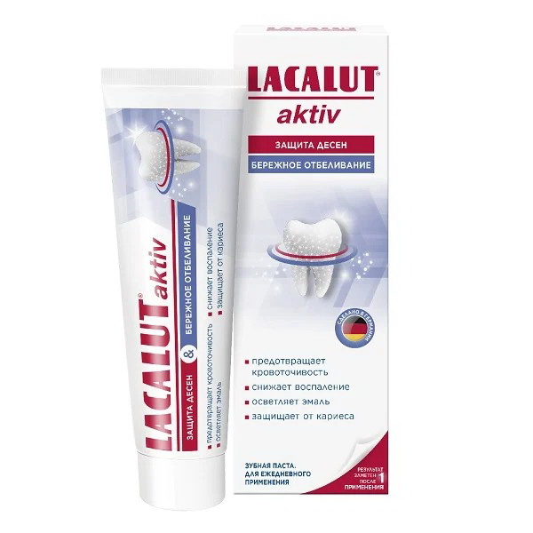 Lacalut aktiv зубная паста защита десен и бережное отбеливание 65г