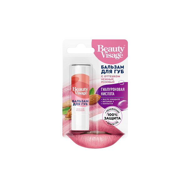 Beauty Visage бальзам для губ 3,6г с оттенком нежный розовый