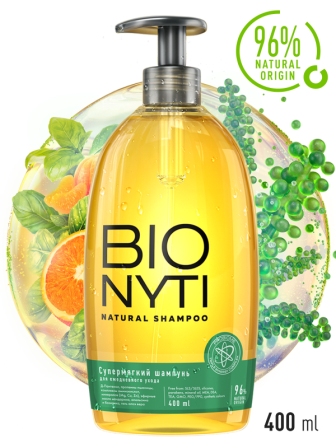 Bionyti шампунь для волос натуральный супермягкий для ежедневного ухода 400мл