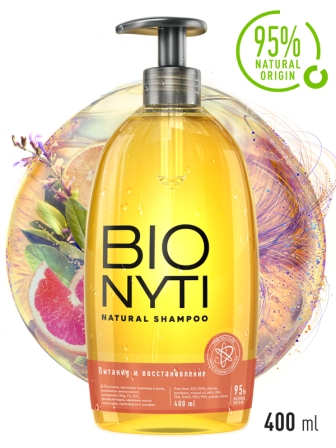Bionyti шампунь для волос натуральный питание и восстановление 400мл
