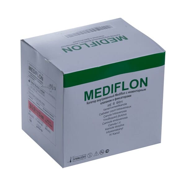 Mediflon Катетер внутривенный с инжекторным клапаном и фиксаторами 20G