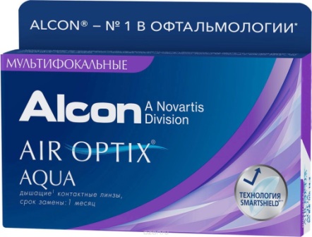Alcon Air Optix Aqua Multifocal 30тидневные контактные линзы D 14.2/R 8.6/ -2.00 low N 3