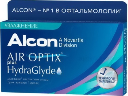 Alcon Air Optix plus HydraGlyde 30тидневные контактные линзы D 14.2/R 8.6/ -6.00 N 3