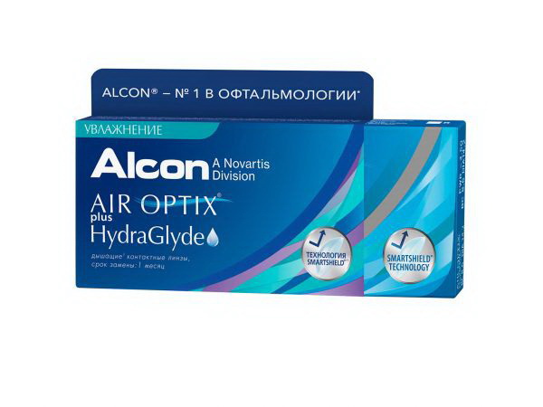 Alcon Air Optix plus HydraGlyde 30тидневные контактные линзы D 14.2/R 8.6/ -3.50 N 3