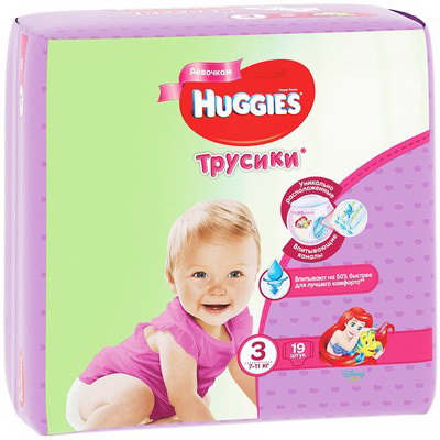 Подгузники-трусики Huggies для девочек (размер 3) 7-11 N 19