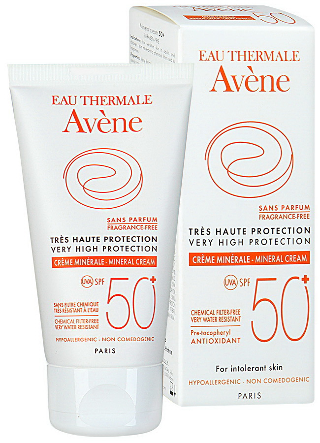 Avene солнцезащитный минеральный крем SPF-50+ для сверхчувствительной кожи 50мл