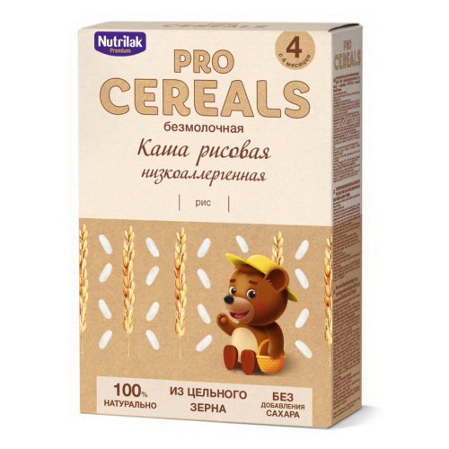 Pro Cereals Nutrilak premium каша сухая безмолочная рисовая низкоаллергенная 4мес+ 200г