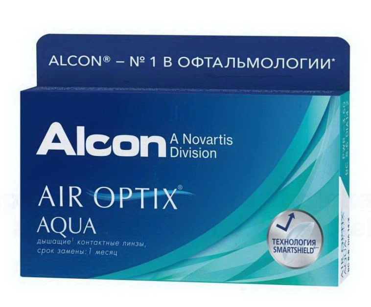Alcon Air Optix Aqua Multifocal 30тидневные контактные линзы D 14.2/R 8.6/ -3.75 low N 3
