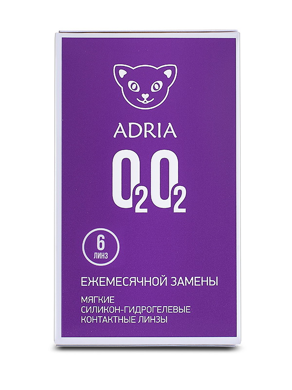 Адриа O2O2 30тидневные силикон-гидрогелевые контактные линзы D 14.2/R 8.6/ -2.50