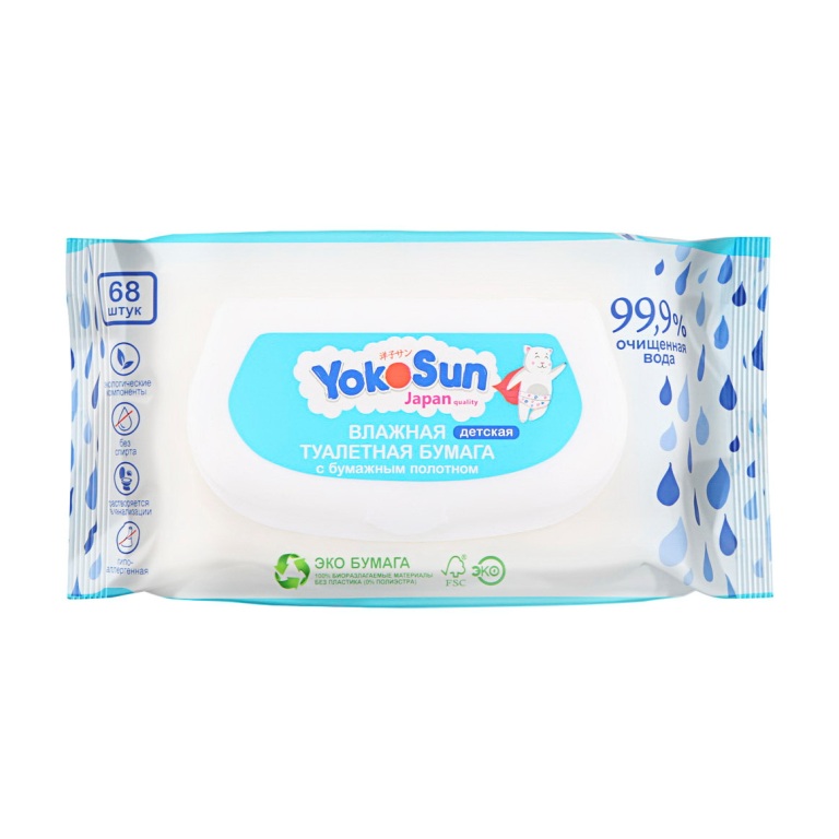 YokoSun влажная туалетная бумага детская с бумажным полотном N 68