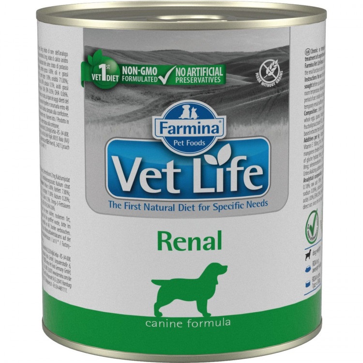Корм для собак с почечной недостаточностью Farmina vet life dog renal паштет 300 г бан.