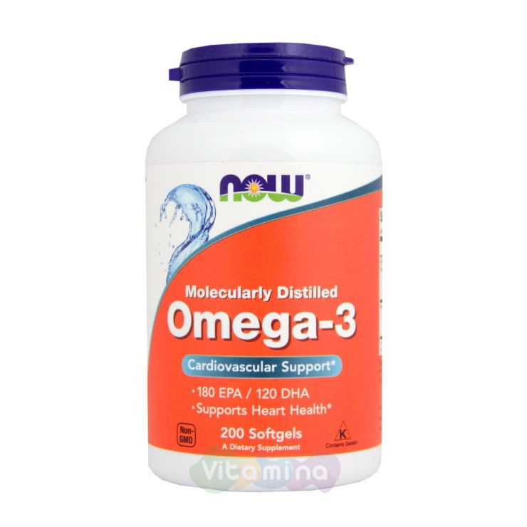 NOW Omega-3 Омега-3 капсулы 1000мг N 200