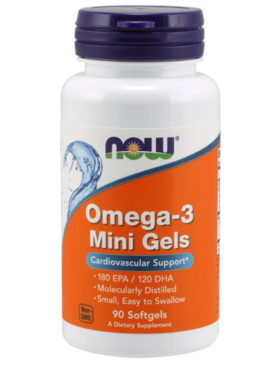 NOW Omega-3 Mini Gels Омега-3 Мини капсулы 740мг N 90
