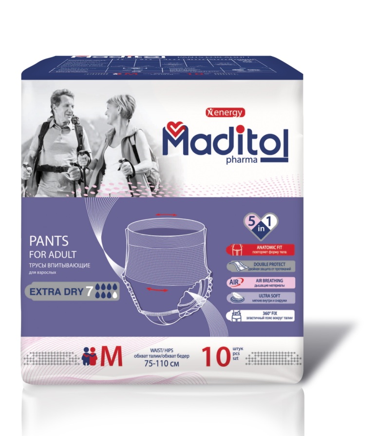 Maditol трусы для взрослых впитывающие extra dry7 р.М (75-110см) N 10