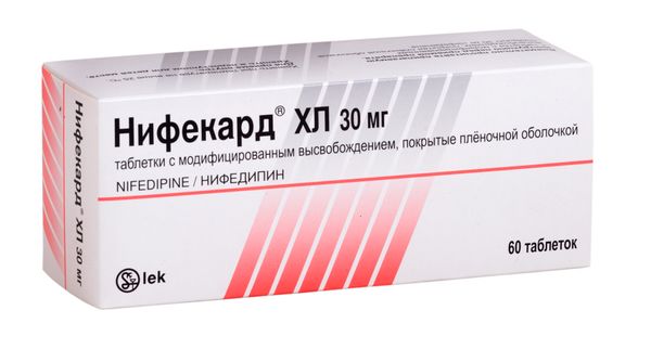 Нифекард ХЛ тб с модиф высв п/о плен 30 мг N 60