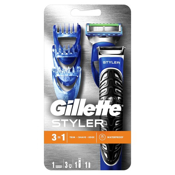 Gillette Fusion ProGlide Styler триммер для бороды с 3-мя сменными насадками черный