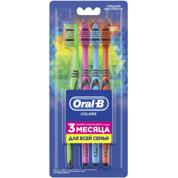 Oral-B зубная щетка colors средней жесткости для всей семьи N 4