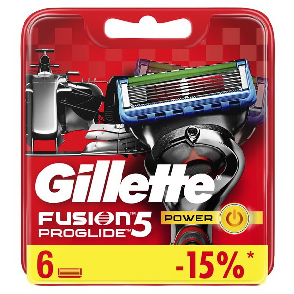 Gillette fusion progluide power сменные кассеты N 6