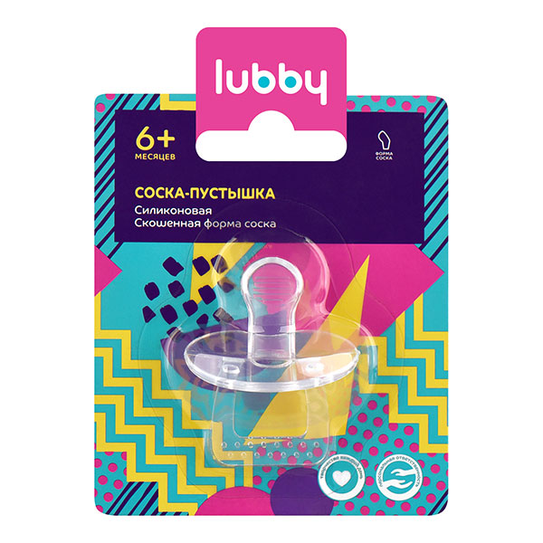 Lubby соска-пустышка силиконовая скошенная форма /16406/ 6+мес
