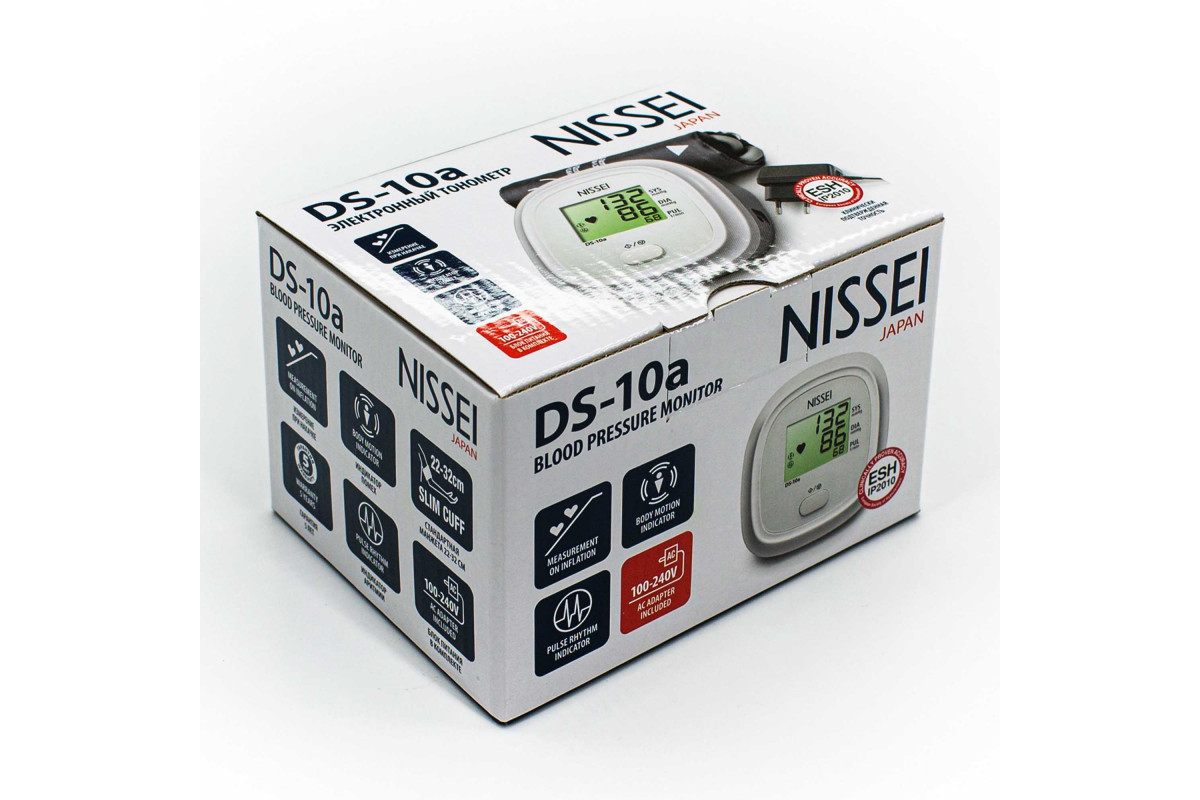 Тонометр Nissei DS-10А автомат на плечо+адаптер+манжета 22-32см