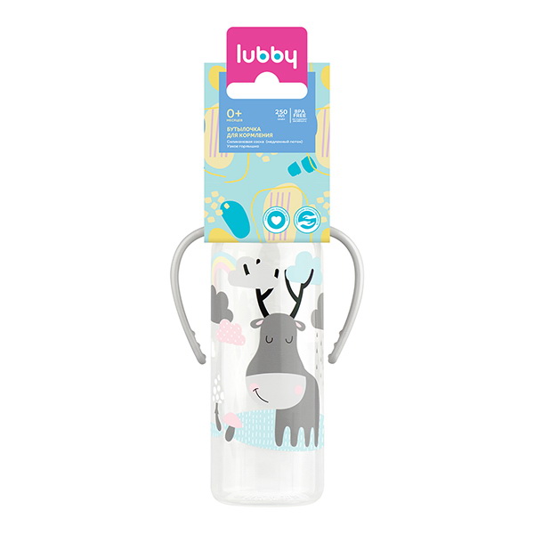 Lubby бутылочка с силиконовой соской молочная 250мл /11391/ 0+мес