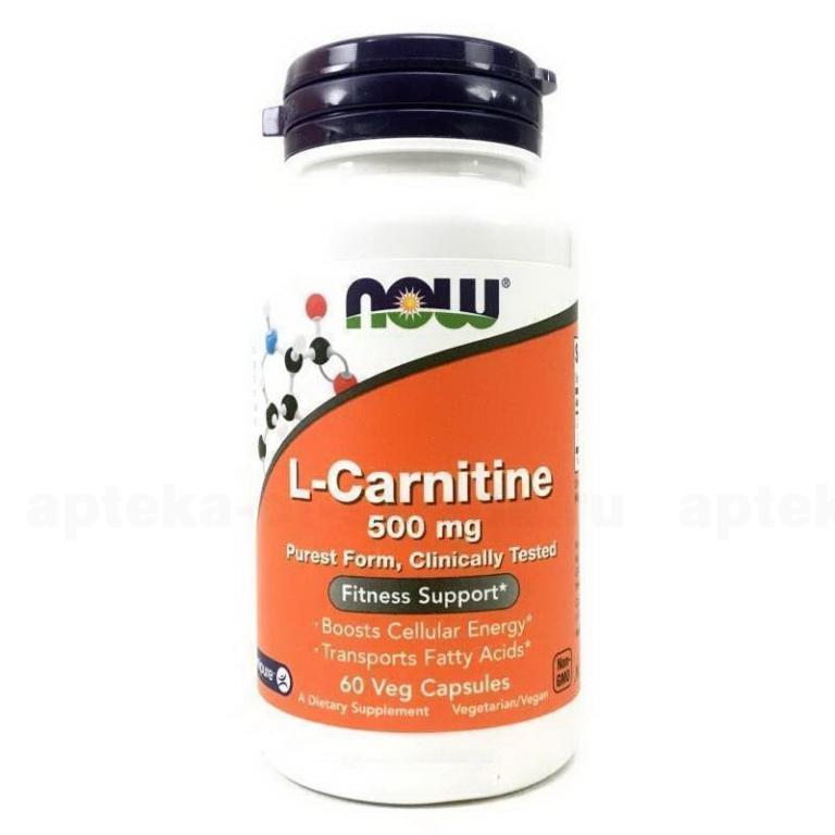 NOW L-Carnitine 500мг L-карнитин капсулы 917мг N 60