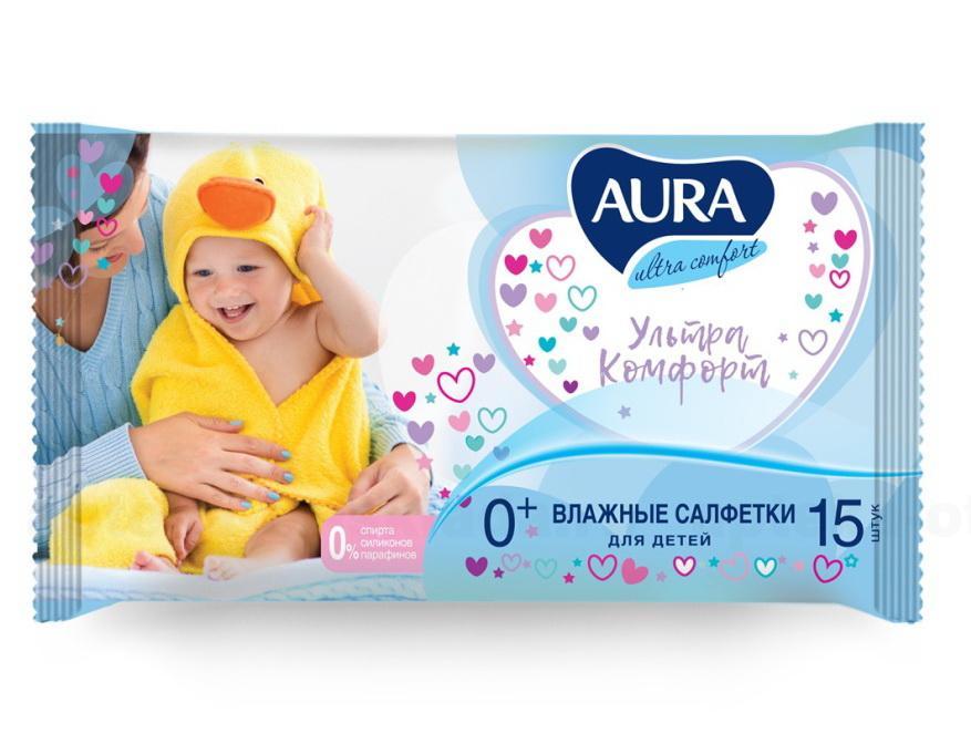Аура Салфетки влажные для детей Ultra Comfort N 15