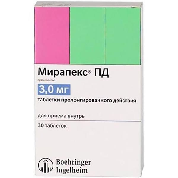 Мирапекс ПД таблетки пролонгированного действия 3мг N 30