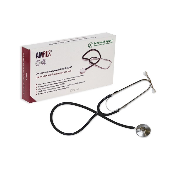 AmRus стетоскоп односторонний медсестринский 04-АМ300 черный