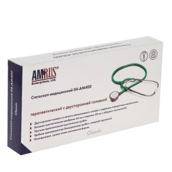 AmRus стетоскоп двухсторонний терапевтический 04-АМ400 черныйN 1