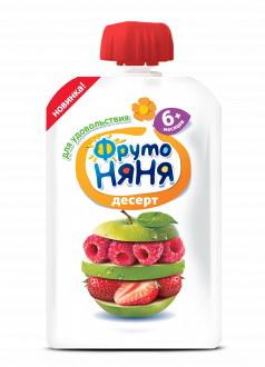 ФрутоНяня десерт яблоко/малина/клубника мягкая упаковка 90г