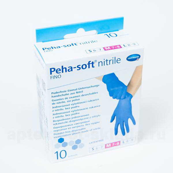 Hartmann peha-soft nitrile fino перчатки нестерильн нитриловые без пудры p-р M N 10