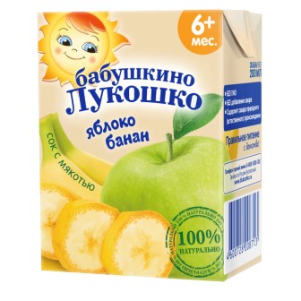Бабушкино лукошко Сок яблоко/банан мякоть без сахара 200мл