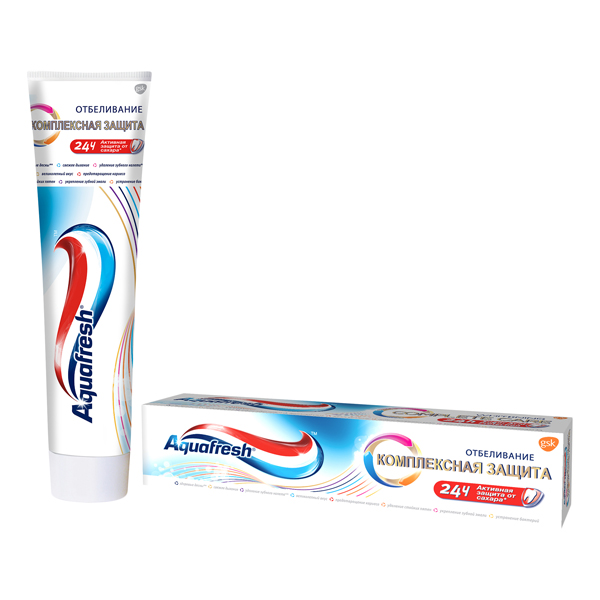 Аквафреш зубная паста комплексная защита отбеливание 100мл