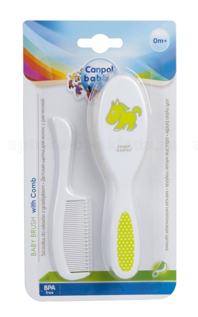 Canpol babies набор щетка и расческа для волос мягкая нейлоновая щетина +0мес
